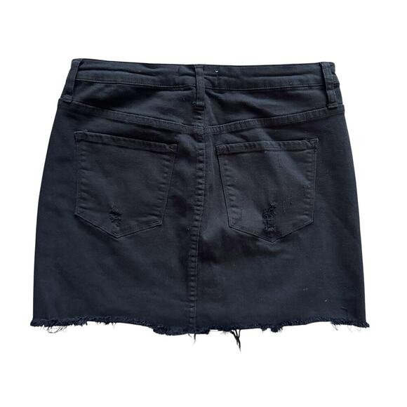 Vervet Denim Skirt Womens Large Black Distressed Button Fly Frayed Hem Jean Mini - Picture 10 of 12
